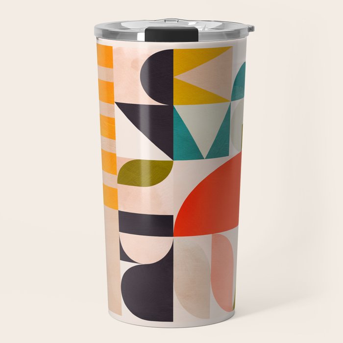 mid century geometry abstract shapes bauhaus 3 Travel Mug Gallery Image 1