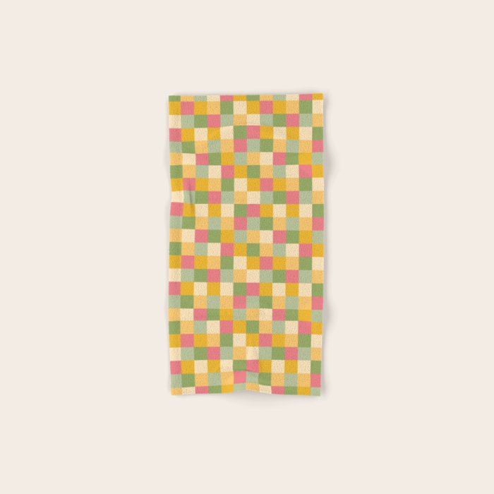  Bold Vintage Checks Pattern - Small XIX Bath Towel Gallery Image 1