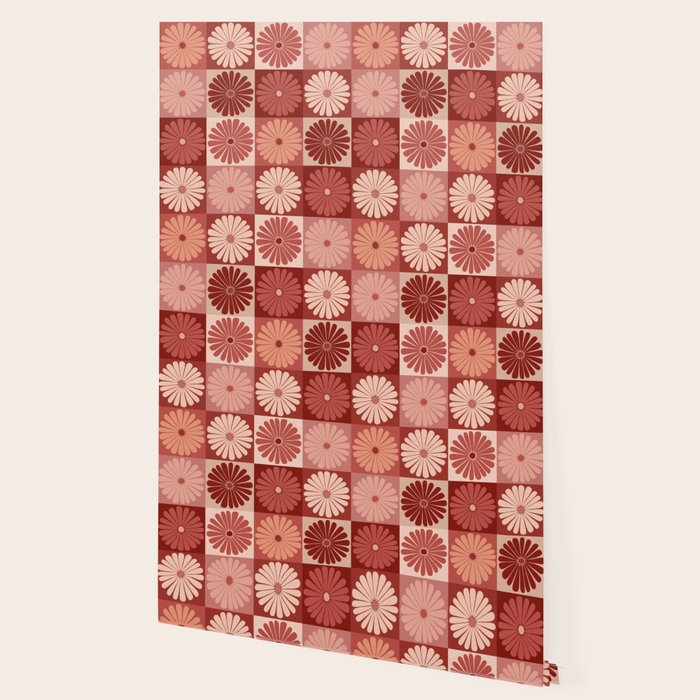 Retro Flowers Check Pattern XI Wallpaper Gallery Image 2
