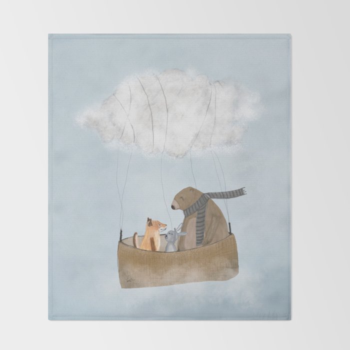 the cloud balloon Throw Blanket Gallery Image 2