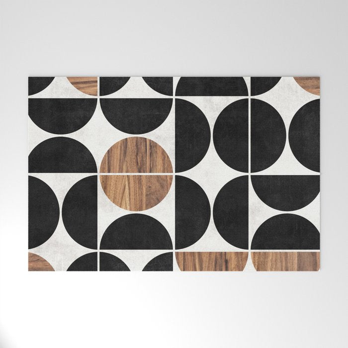 Mid-Century Modern Pattern No.1 - Concrete and Wood Welcome Mat Gallery Image 1