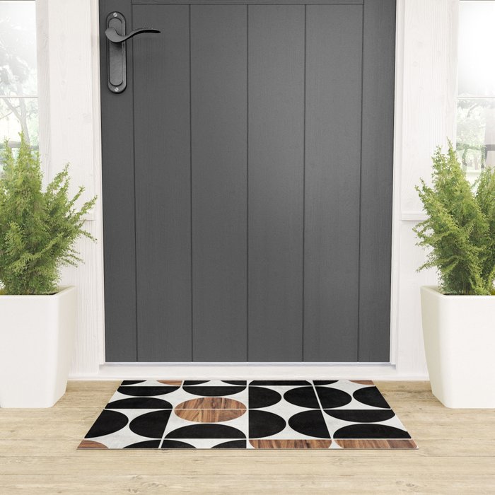 Mid-Century Modern Pattern No.1 - Concrete and Wood Welcome Mat Gallery Image 3