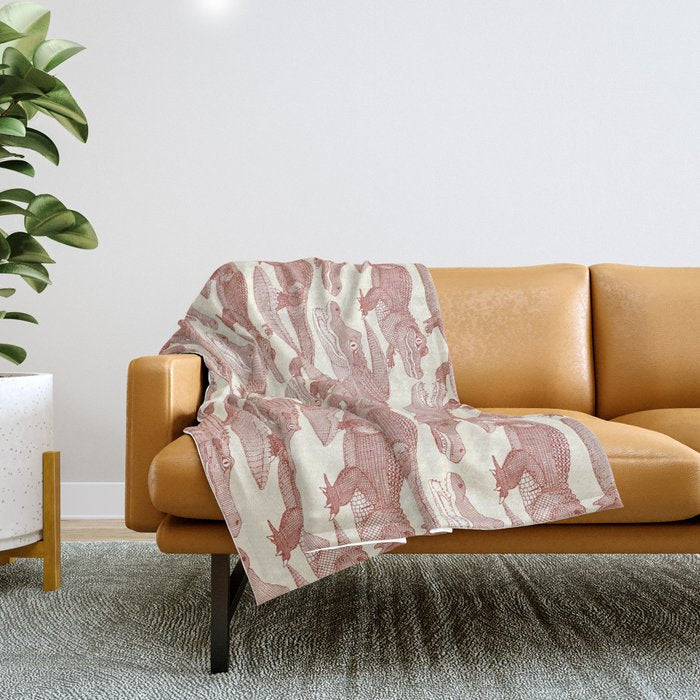 just alligators paprika Throw Blanket Gallery Image 1