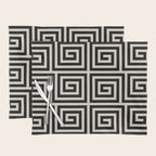Greek Key Pattern 123 Black and Linen White Placemat Gallery Image 1