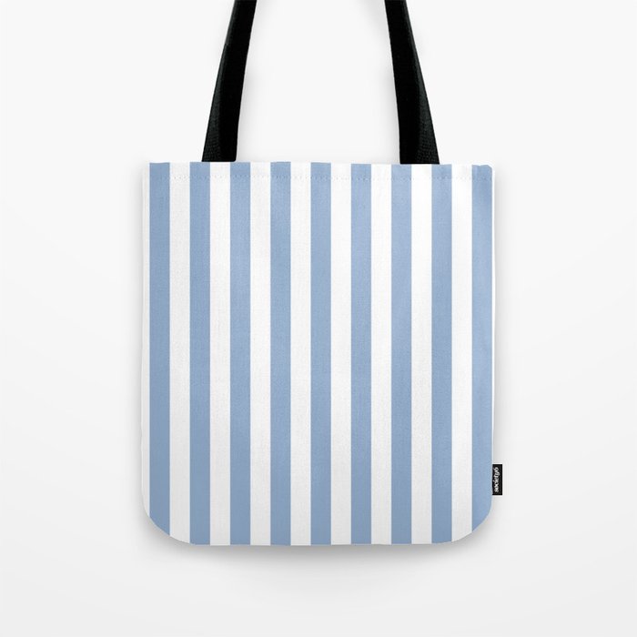 Cerulean Blue Vertical Beach Hut Stripes Tote Bag Gallery Image 1