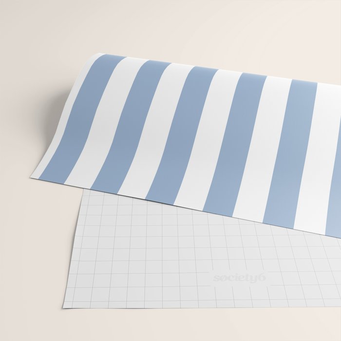 Cerulean Blue Vertical Beach Hut Stripes Wrapping Paper Gallery Image 2