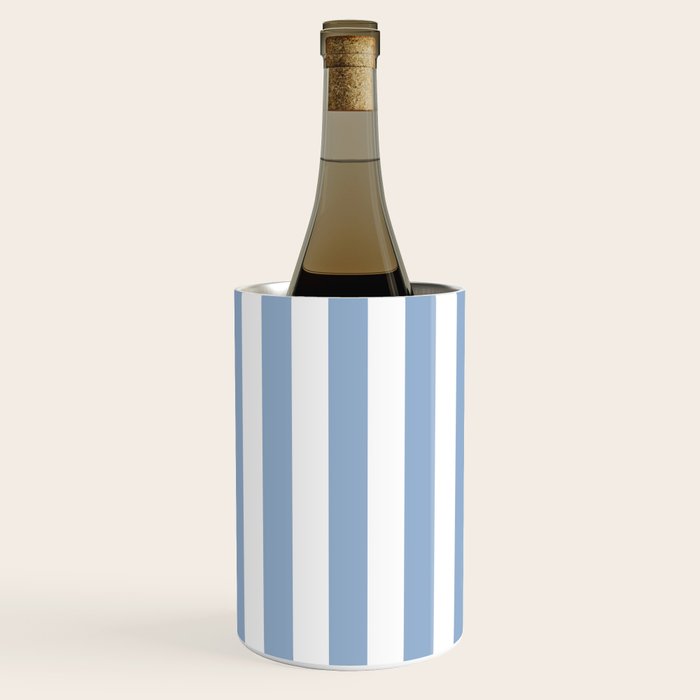 Cerulean Blue Vertical Beach Hut Stripes Wine Chiller Gallery Image 1