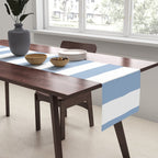 Cerulean Blue Vertical Beach Hut Stripes Table Runner Gallery Image 2