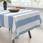 Cerulean Blue Vertical Beach Hut Stripes Tablecloth Gallery Image 3