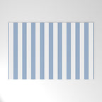 Cerulean Blue Vertical Beach Hut Stripes Welcome Mat Gallery Image 1