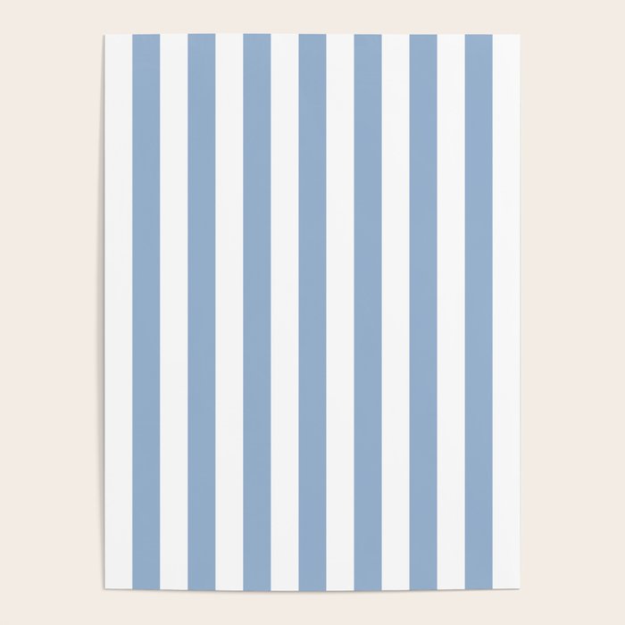 Cerulean Blue Vertical Beach Hut Stripes Poster Gallery Image 1