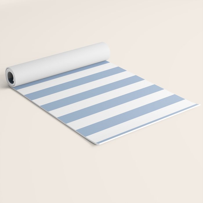 Cerulean Blue Vertical Beach Hut Stripes Yoga Mat Gallery Image 2