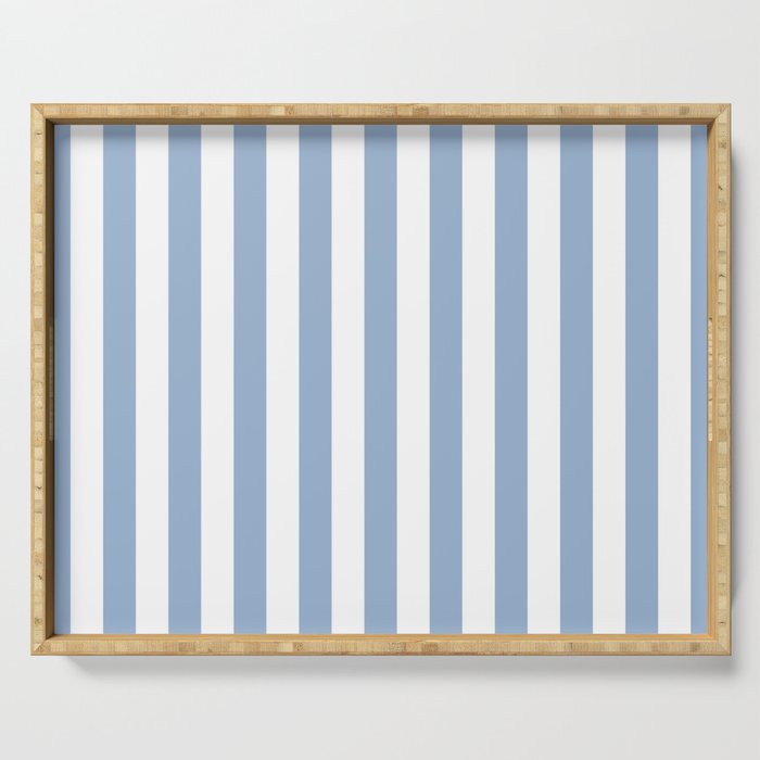Cerulean Blue Vertical Beach Hut Stripes Serving Tray Gallery Image 1