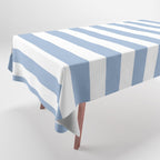 Cerulean Blue Vertical Beach Hut Stripes Tablecloth Gallery Image 1