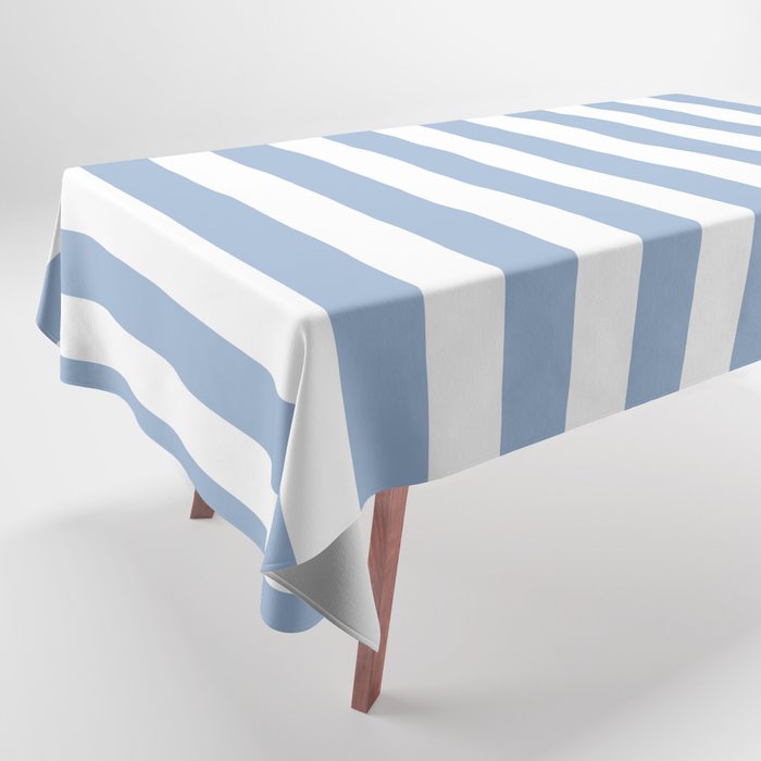 Cerulean Blue Vertical Beach Hut Stripes Tablecloth Gallery Image 1