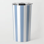 Cerulean Blue Vertical Beach Hut Stripes Travel Mug Gallery Image 1