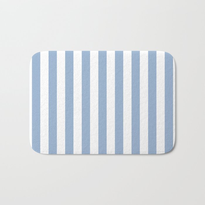 Cerulean Blue Vertical Beach Hut Stripes Bath Mat Gallery Image 1