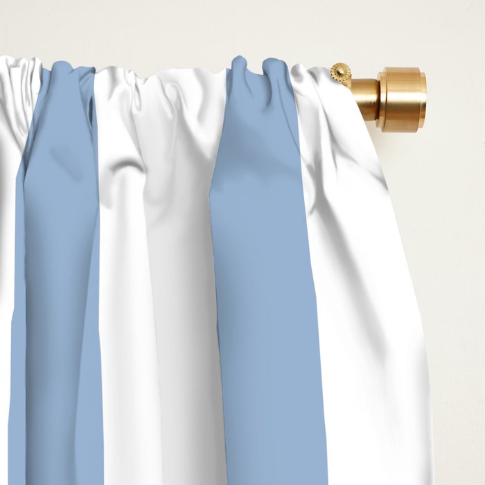 Cerulean Blue Vertical Beach Hut Stripes Window Curtain Gallery Image 2