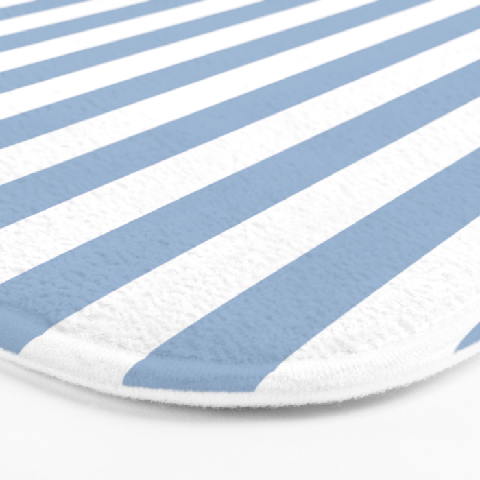 Cerulean Blue Vertical Beach Hut Stripes Bath Mat Gallery Image 3