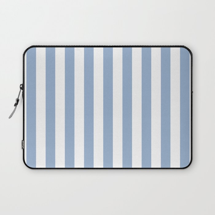 Cerulean Blue Vertical Beach Hut Stripes Laptop Sleeve Gallery Image 1