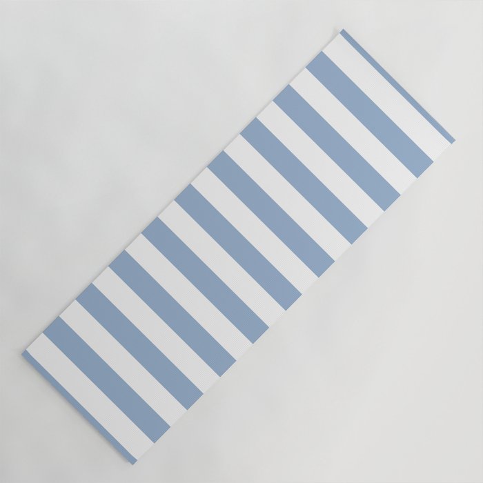 Cerulean Blue Vertical Beach Hut Stripes Yoga Mat Gallery Image 1