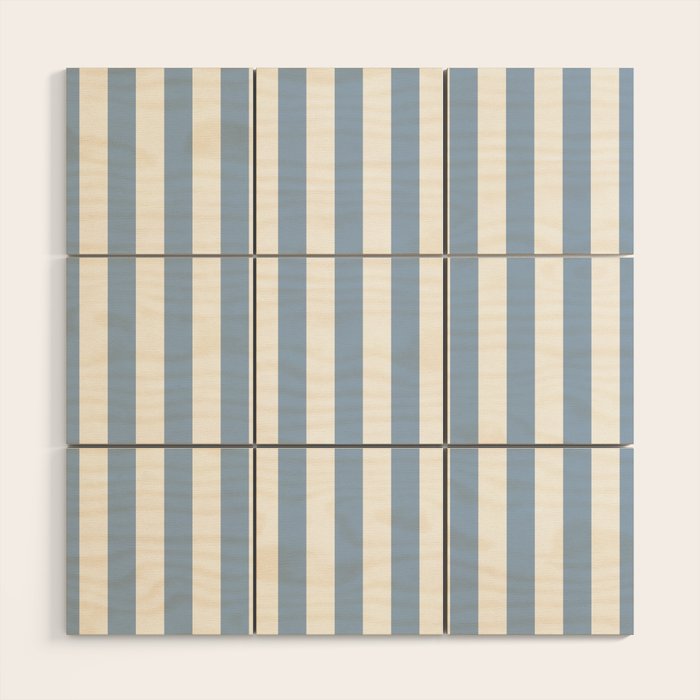 Cerulean Blue Vertical Beach Hut Stripes Wood Wall Art