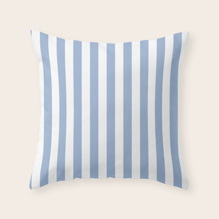 Cerulean Blue Vertical Beach Hut Stripes Throw Pillow Gallery Image 6