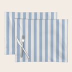 Cerulean Blue Vertical Beach Hut Stripes Placemat Gallery Image 1