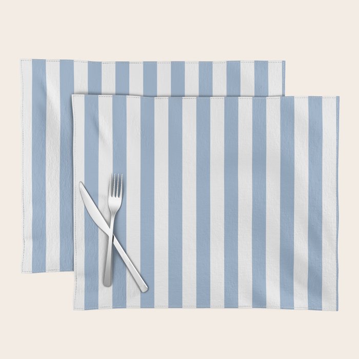 Cerulean Blue Vertical Beach Hut Stripes Placemat Gallery Image 1