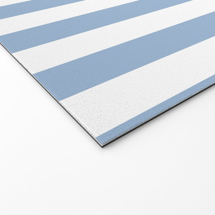 Cerulean Blue Vertical Beach Hut Stripes Welcome Mat Gallery Image 2
