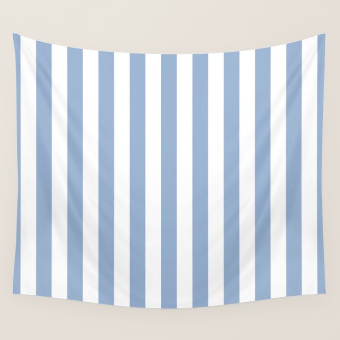 Cerulean Blue Vertical Beach Hut Stripes Wall Tapestry Gallery Image 1