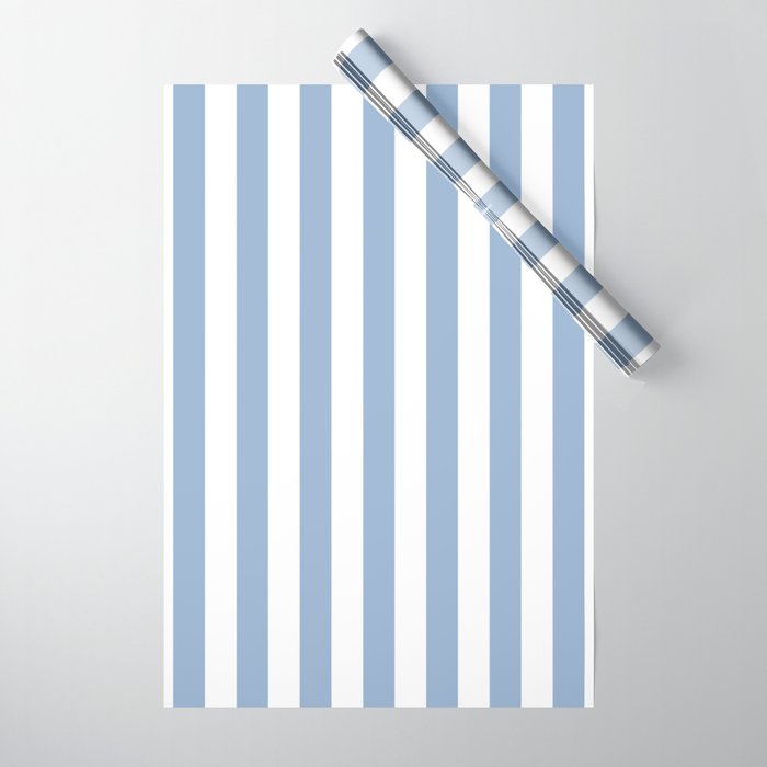 Cerulean Blue Vertical Beach Hut Stripes Wrapping Paper Gallery Image 1