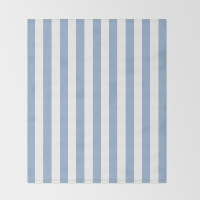 Cerulean Blue Vertical Beach Hut Stripes Throw Blanket Gallery Image 2