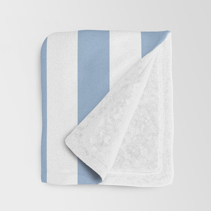 Cerulean Blue Vertical Beach Hut Stripes Throw Blanket Gallery Image 3