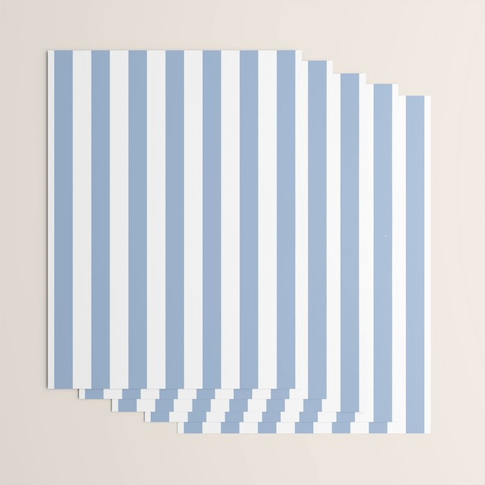 Cerulean Blue Vertical Beach Hut Stripes Wrapping Paper Gallery Image 3