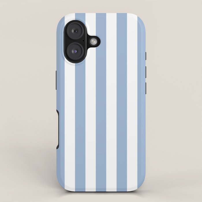 Cerulean Blue Vertical Beach Hut Stripes Iphone Case
