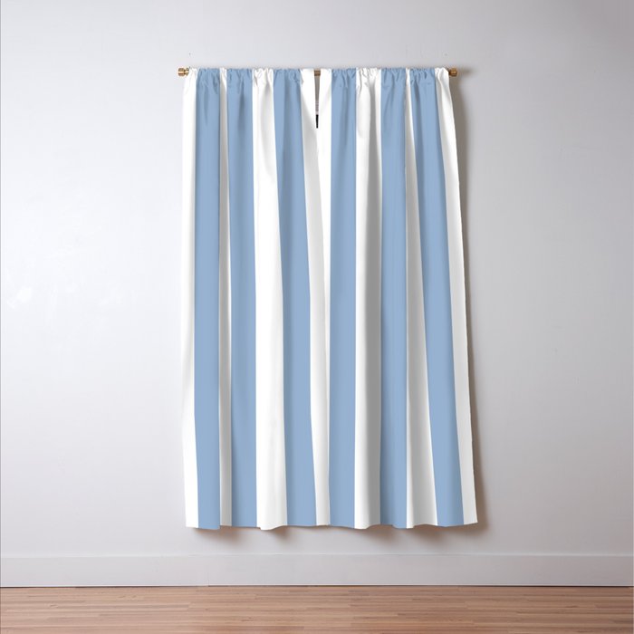 Cerulean Blue Vertical Beach Hut Stripes Window Curtain Gallery Image 3