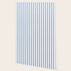 Cerulean Blue Vertical Beach Hut Stripes Wallpaper Gallery Image 2