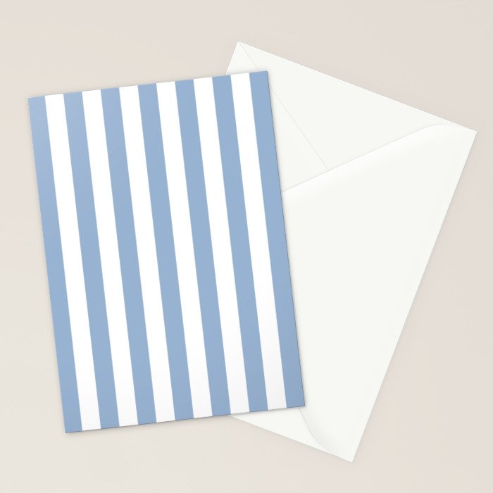 Cerulean Blue Vertical Beach Hut Stripes Stationery Card Gallery Image 2