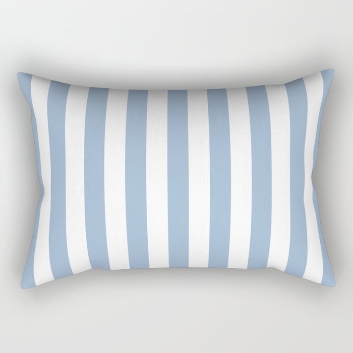 Cerulean Blue Vertical Beach Hut Stripes Rectangular Pillow Gallery Image 2
