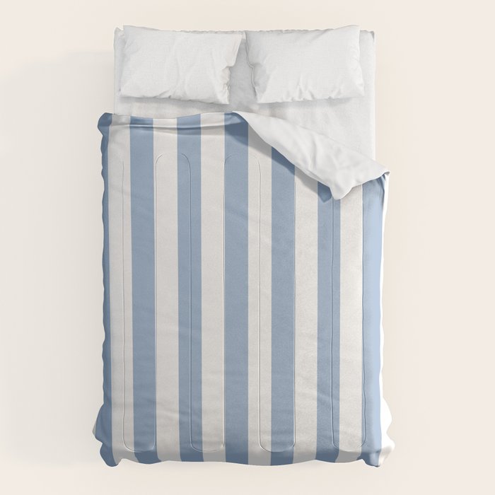Cerulean Blue Vertical Beach Hut Stripes Comforter Gallery Image 6