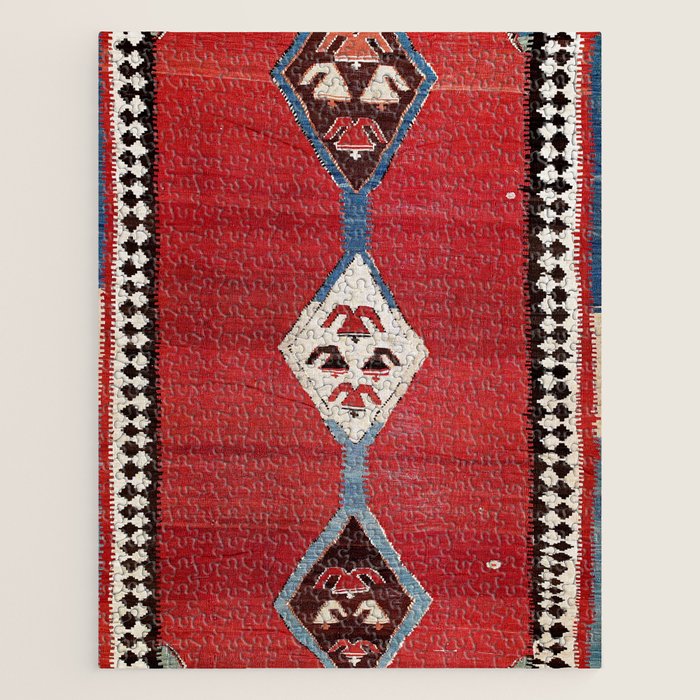 Bijar Antique Kurdish Persian Kilim Print Jigsaw Puzzle Gallery Image 1