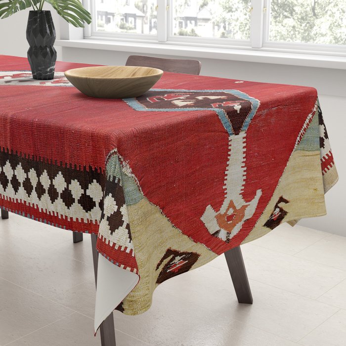 Bijar Antique Kurdish Persian Kilim Print Tablecloth Gallery Image 3