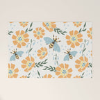 Honey Bees and Orange Flowers Welcome Mat Gallery Image 1