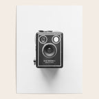 A Kodak Brownie analog vintage camera on a white background  Retro photography in black and white Poster Gallery Image 4