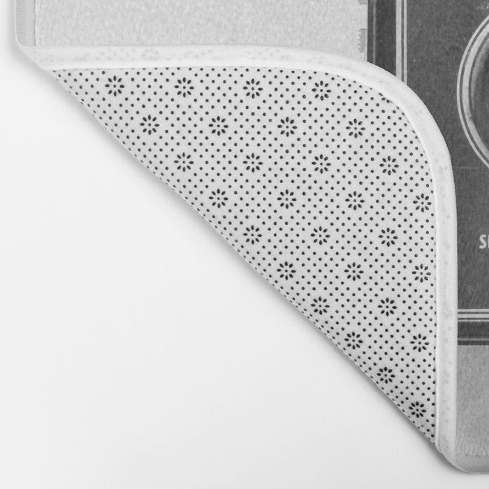 A Kodak Brownie analog vintage camera on a white background  Retro photography in black and white Bath Mat Gallery Image 2