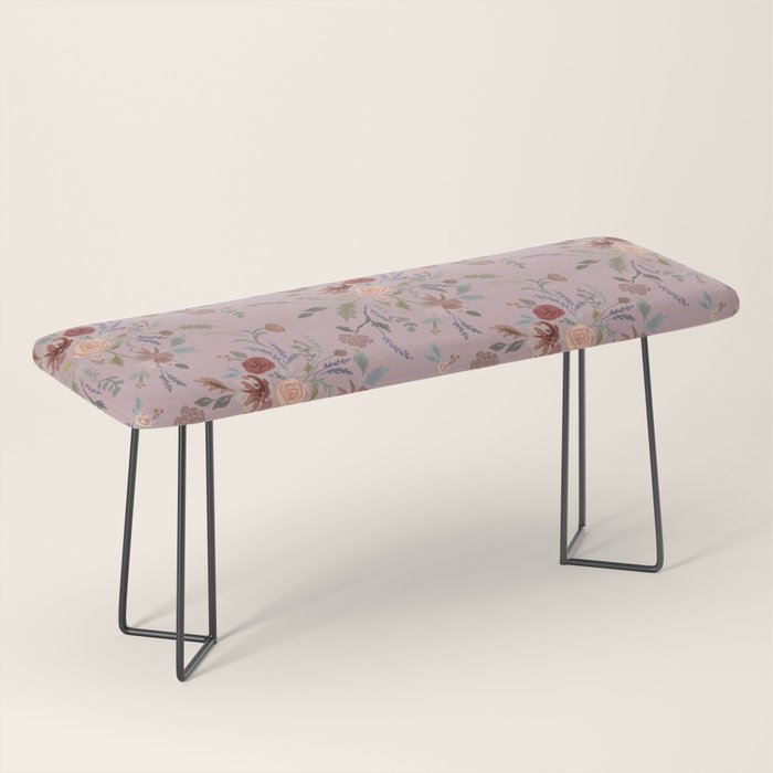 Bohemian Watercolor Floral - Cool Pink Bench Gallery Image 1