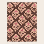 Heirloom Floral Block Print - Pink Brown Poster Gallery Image 4