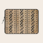 Black and Brown Texture Mud Cloth Pattern  Laptop Sleeve Gallery Image 1