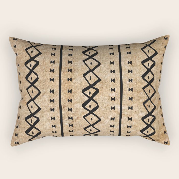 Black and Brown Texture Mud Cloth Pattern  Rectangular Pillow Gallery Image 2